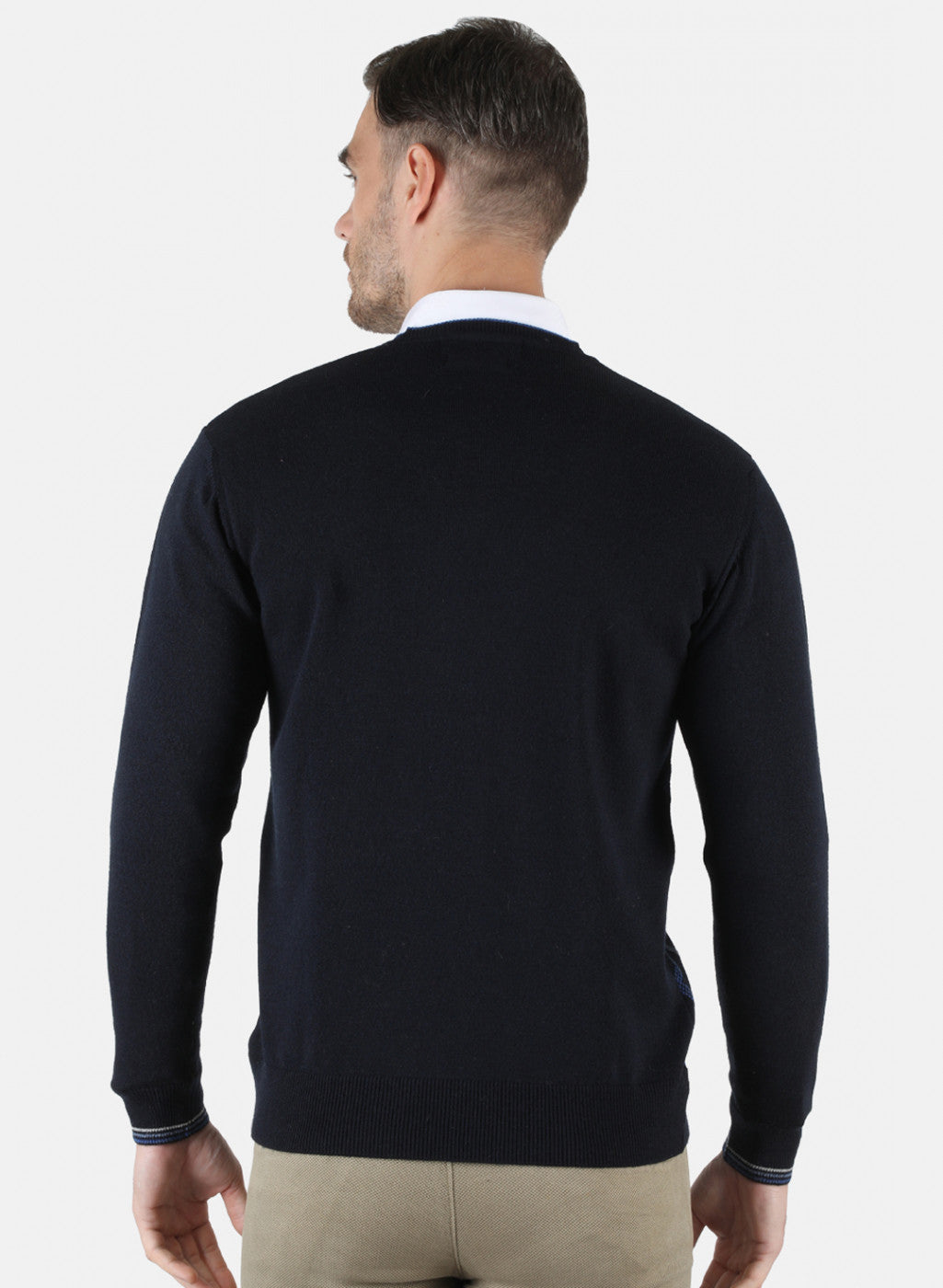 Men Blue Self Design Pullover