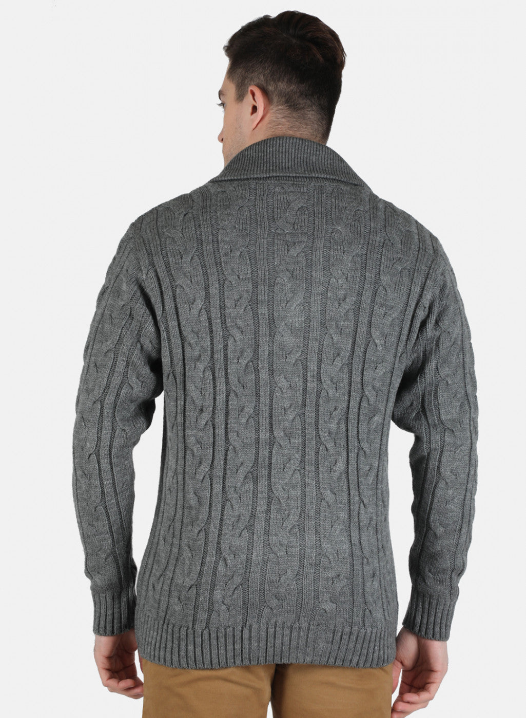 Men Grey Self Design Cardigan