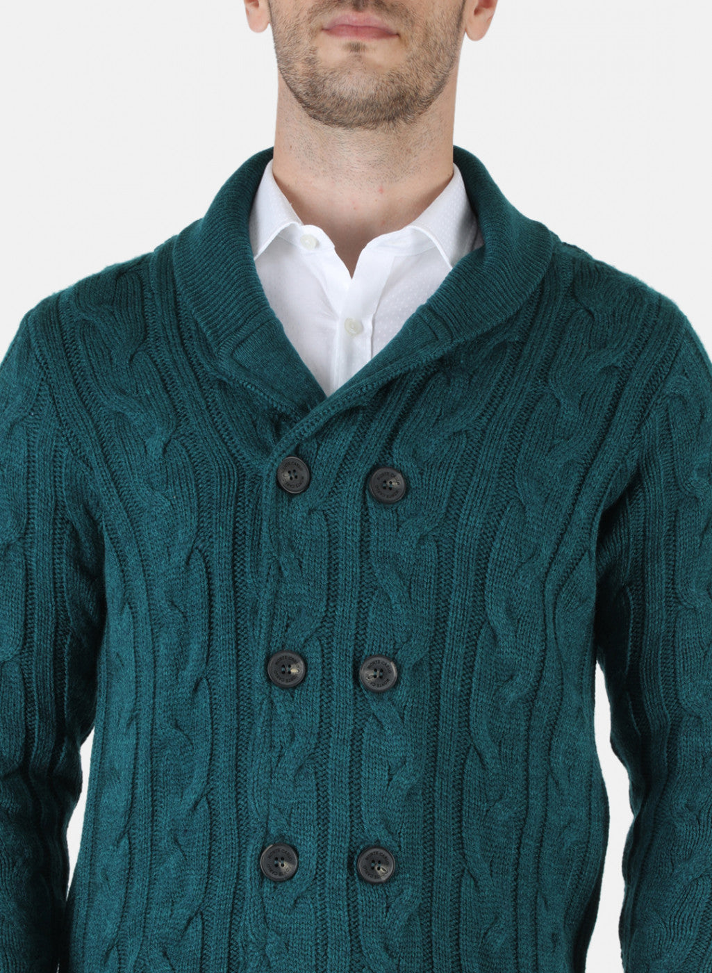 Men Green Self Design Cardigan