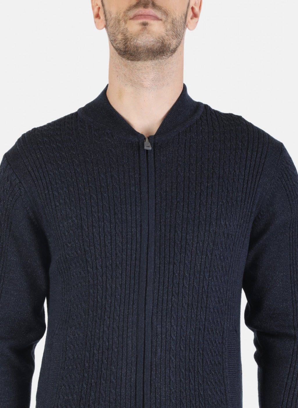 Men NAvy Blue Self Pullover