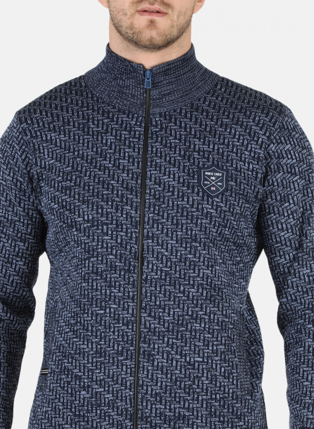 Men Blue Self Design Pullover