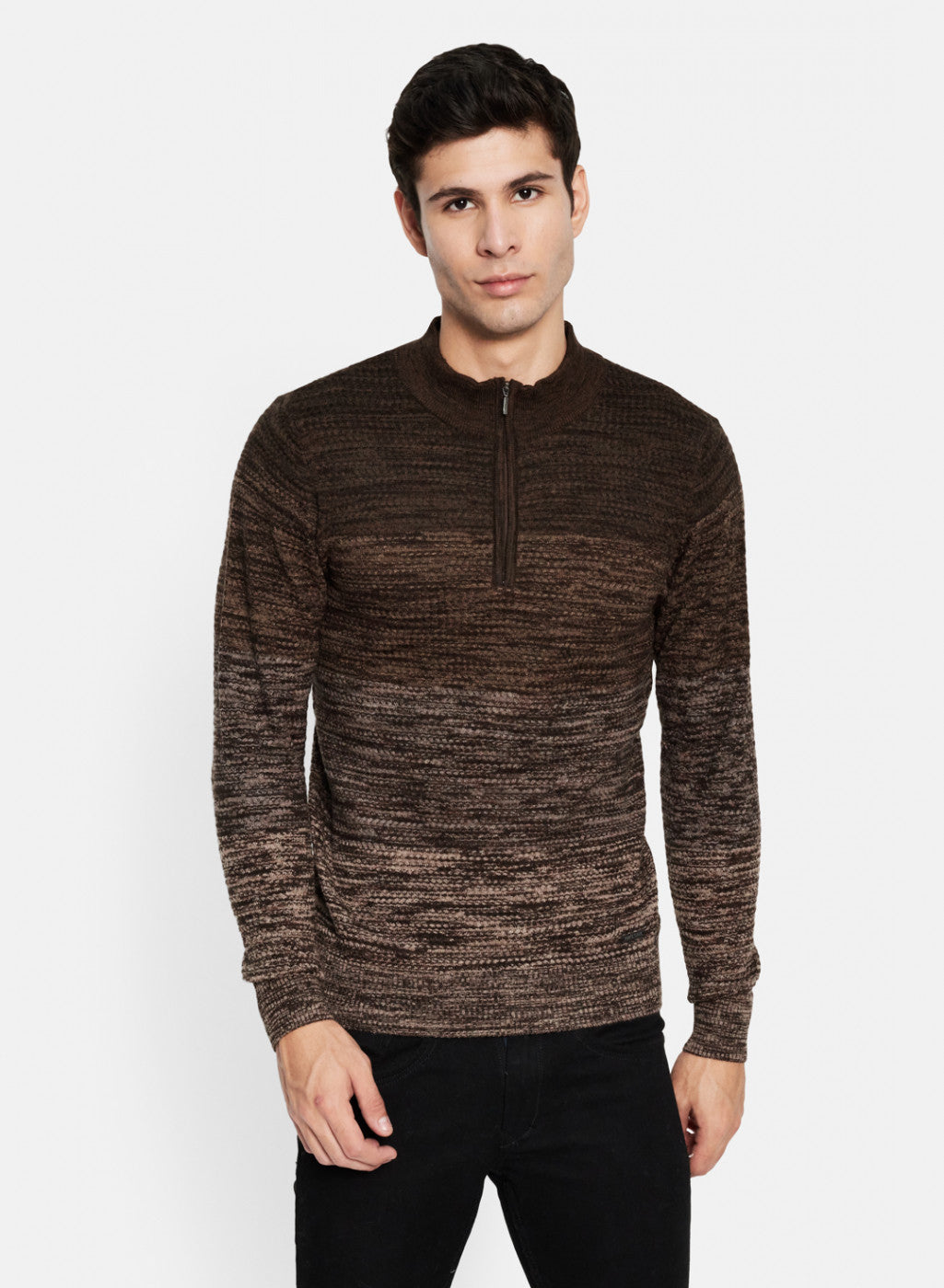 Men Brown Solid Pullover