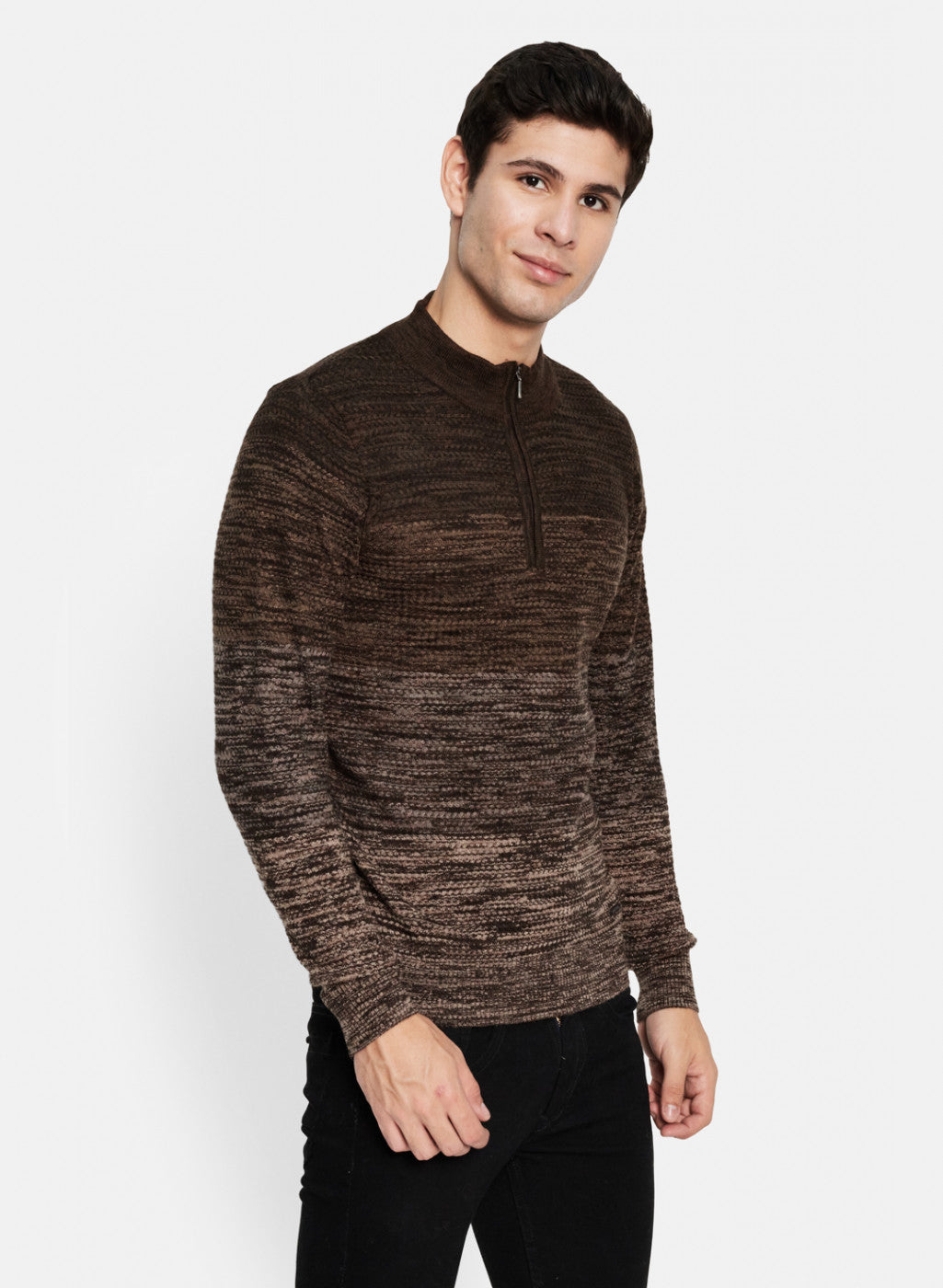 Men Brown Solid Pullover