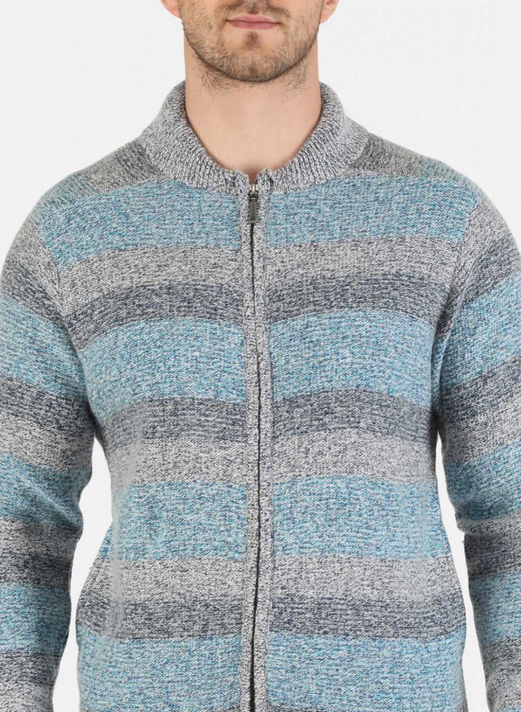 Men Grey Self Design Pullover