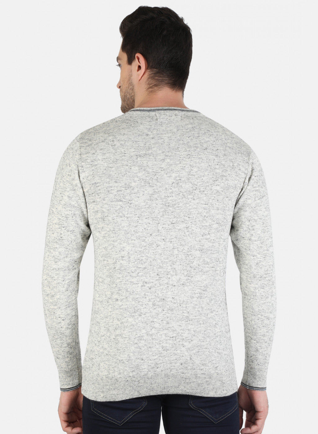 Men Grey Self Design Pullover