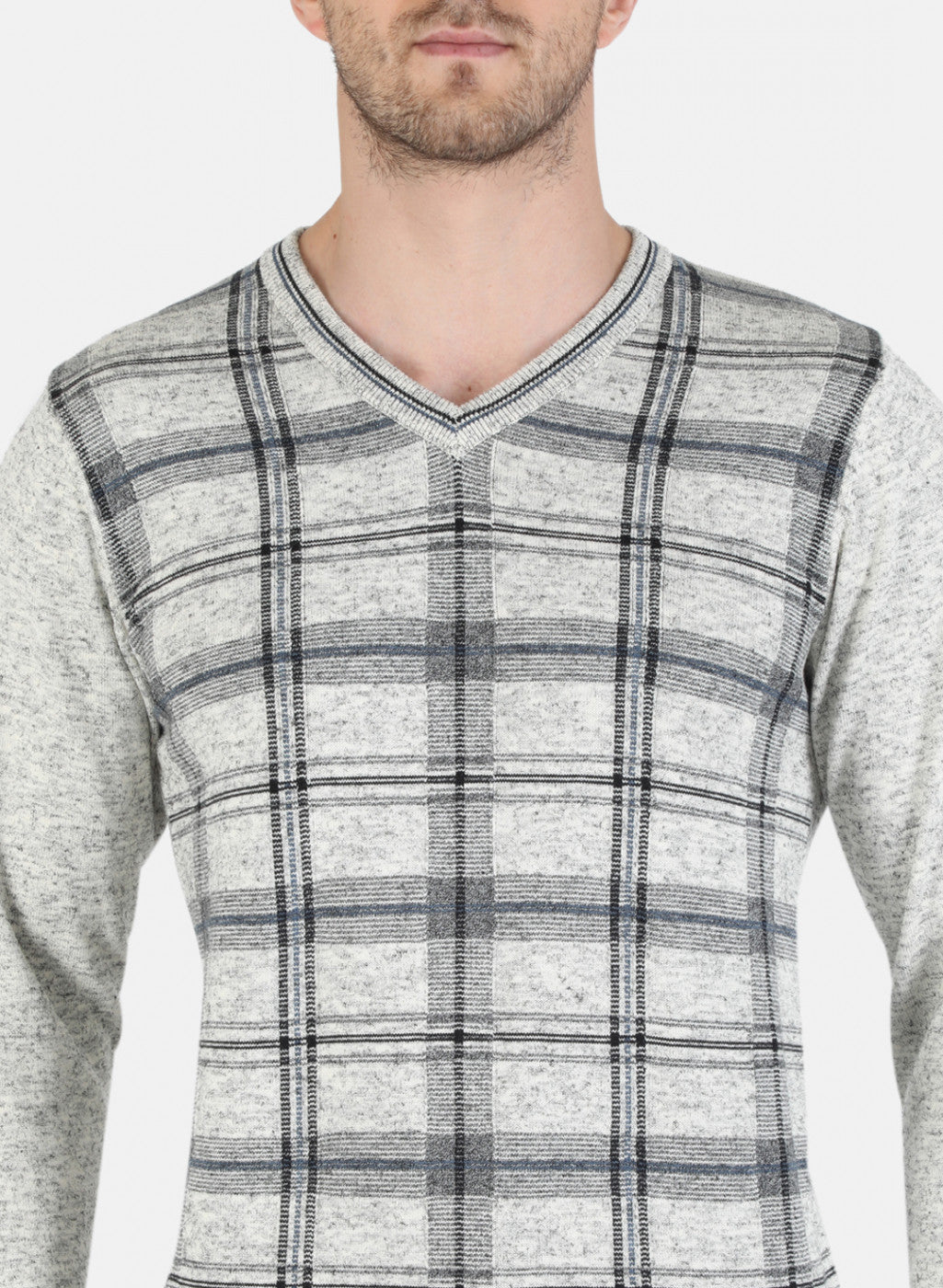 Men Grey Self Design Pullover