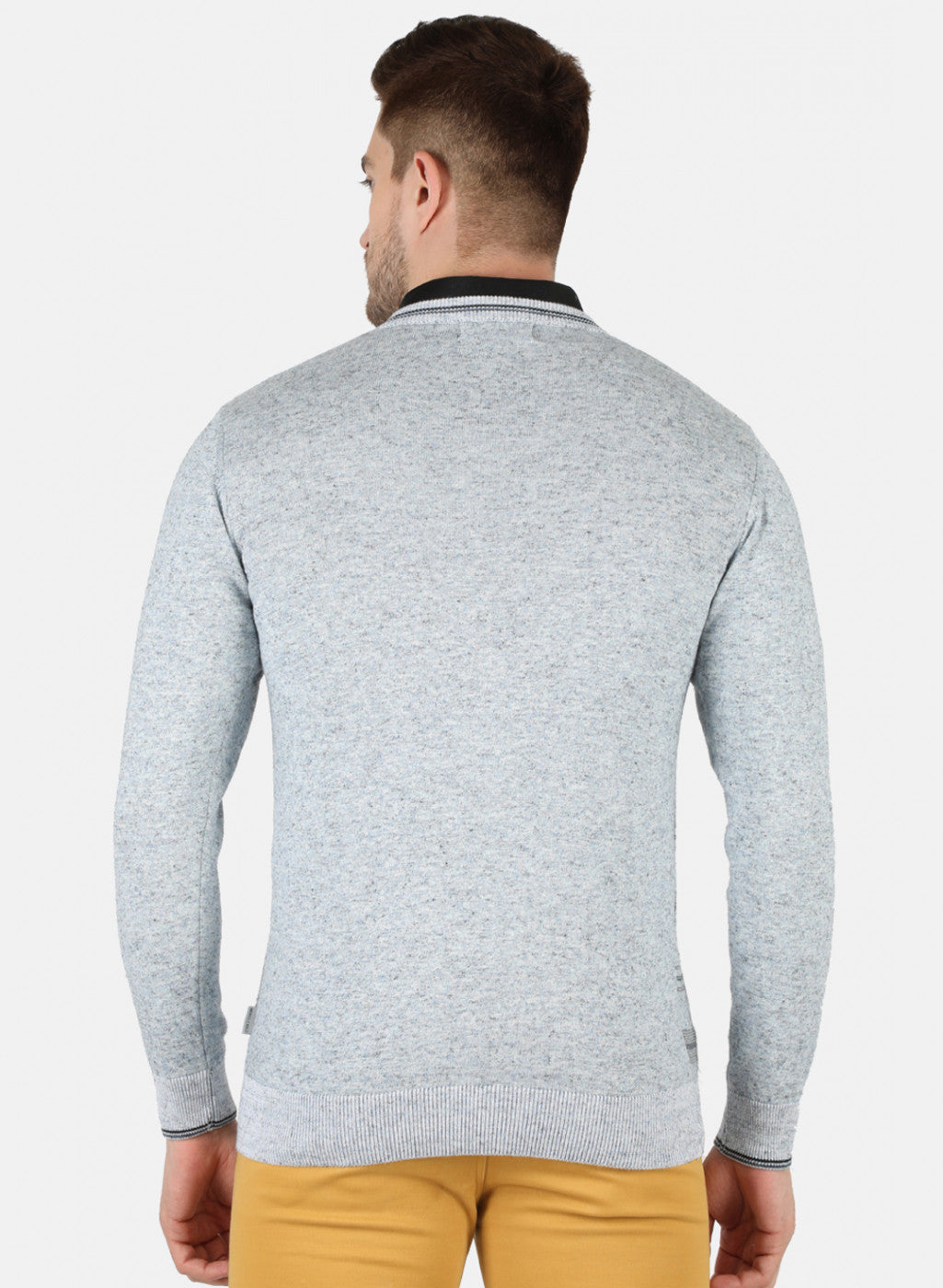 Men Blue Self Design Pullover