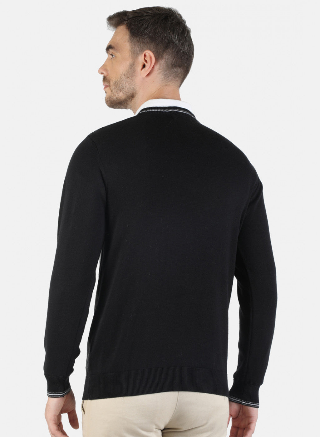 Men Black Self Pullover