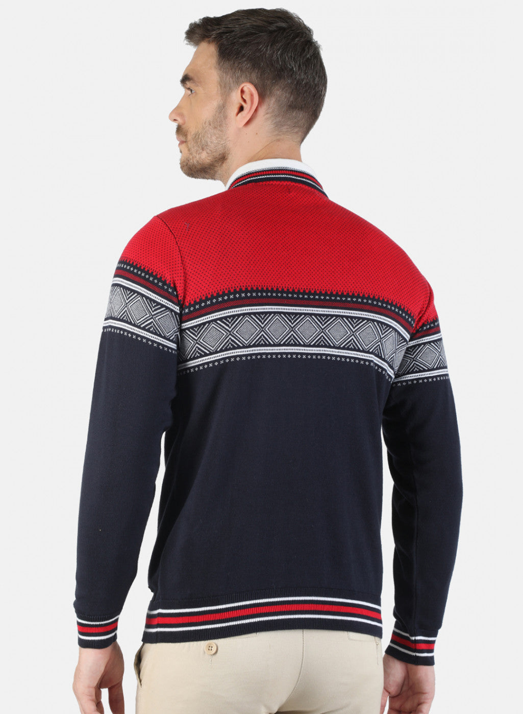 Men NAvy Blue Self Pullover