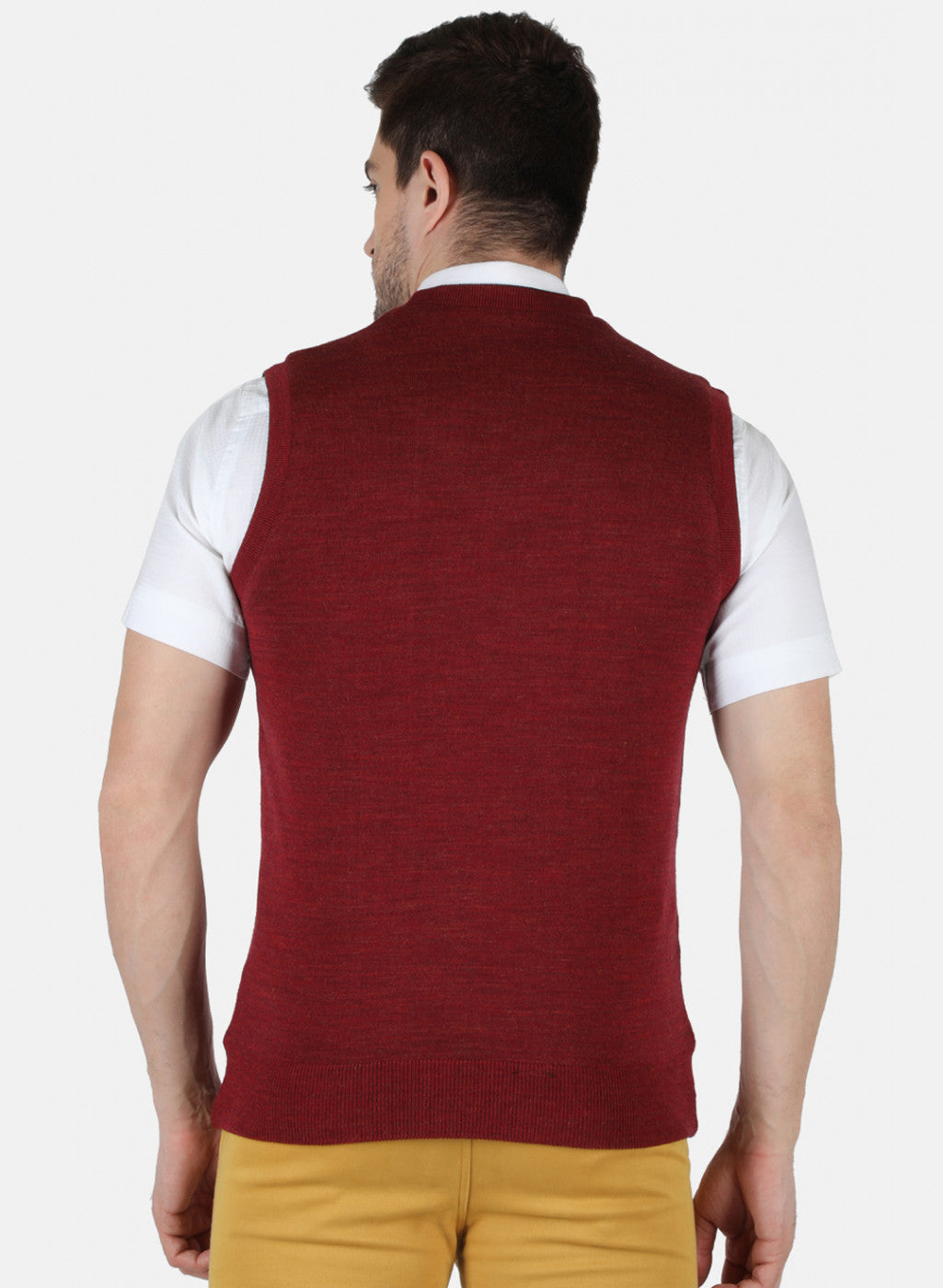 Men Red Reversible Self Design Sweater