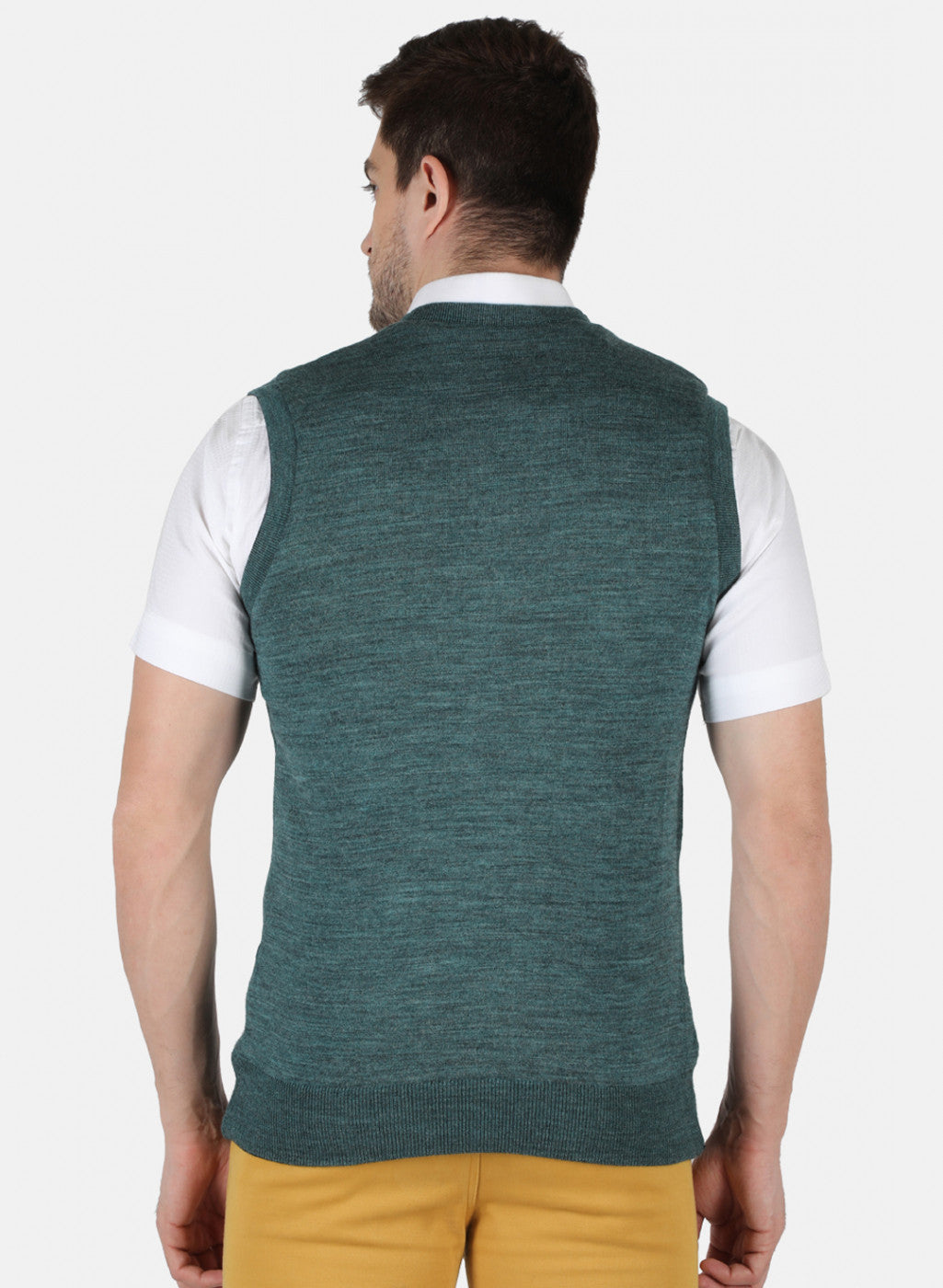 Men Green Reversible Self Design Sweater