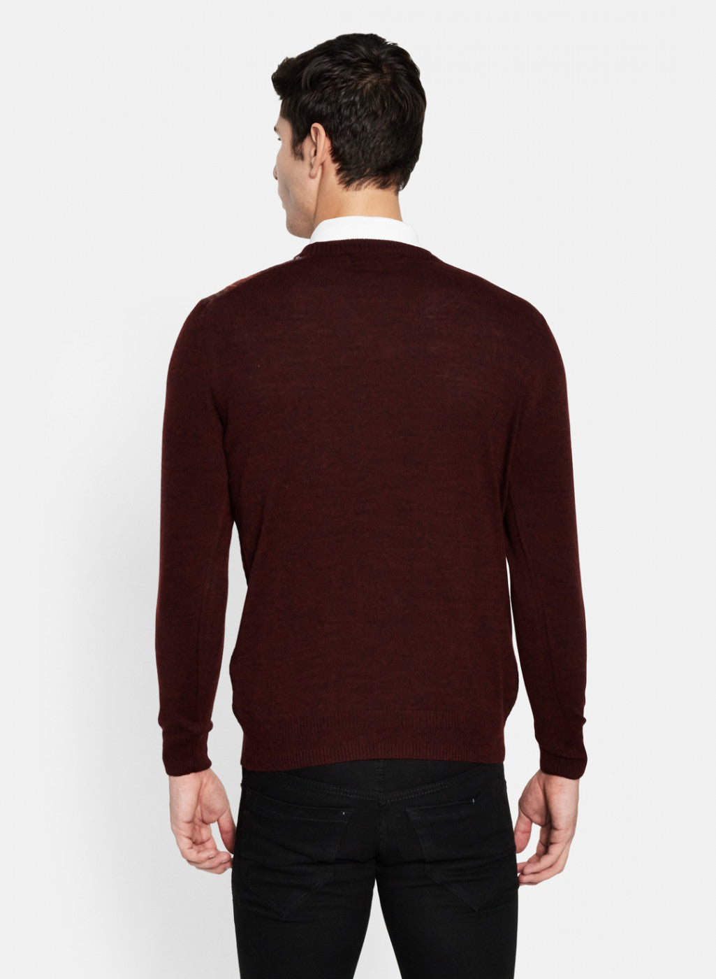 Men Maroon Solid Pullover