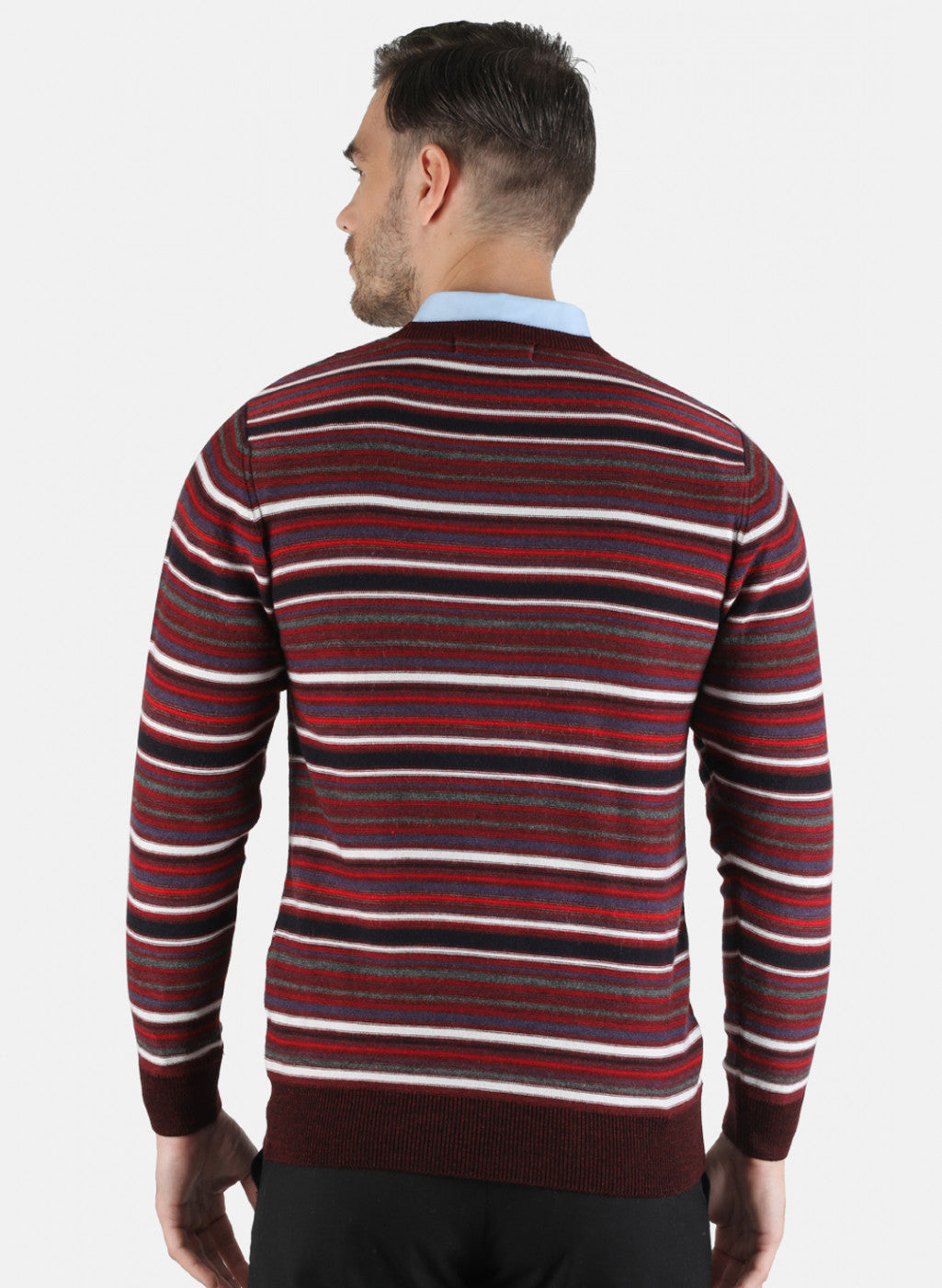 Men Maroon Self Design Pullover