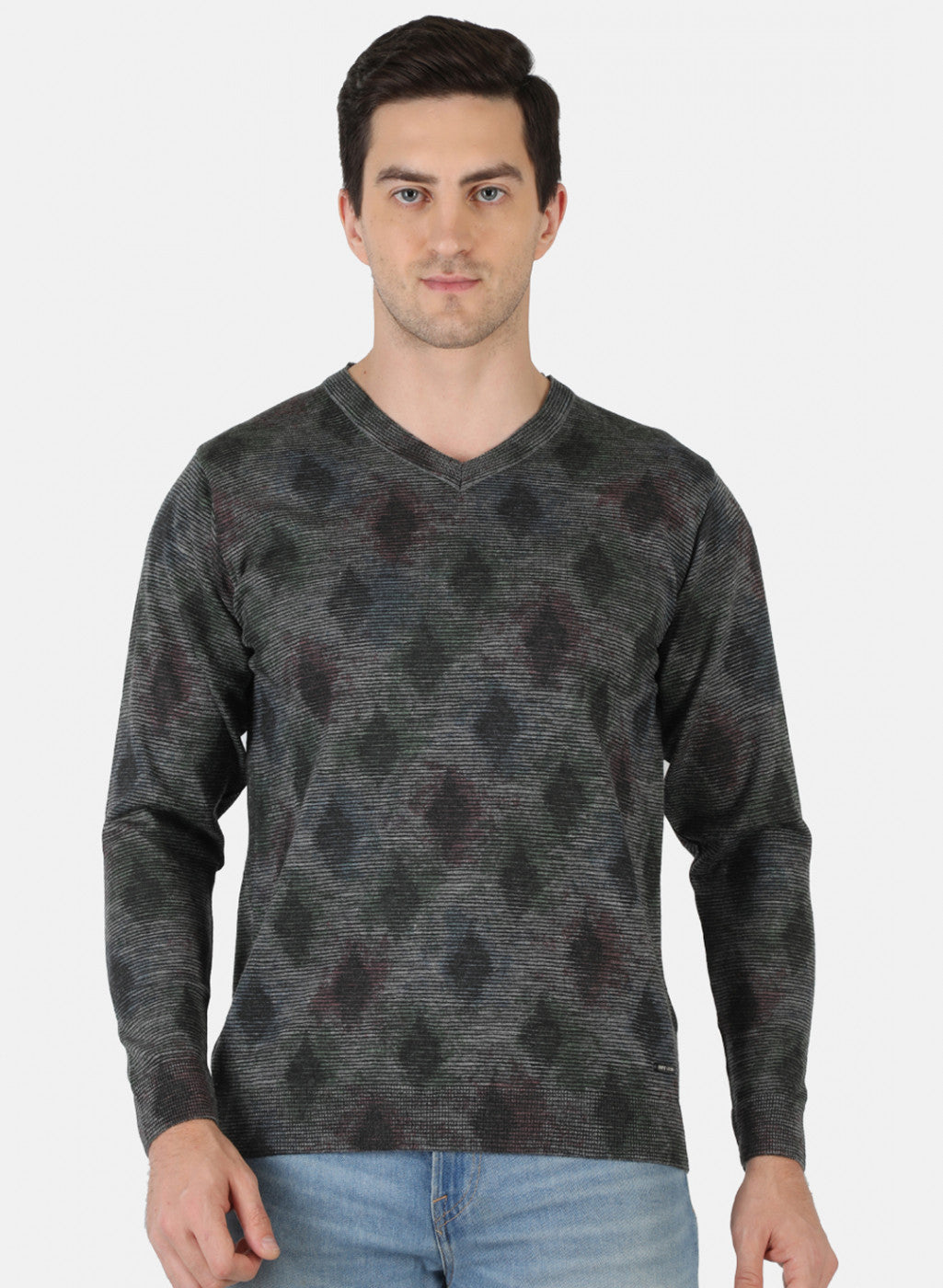 Men Multicolor Self Design Pullover