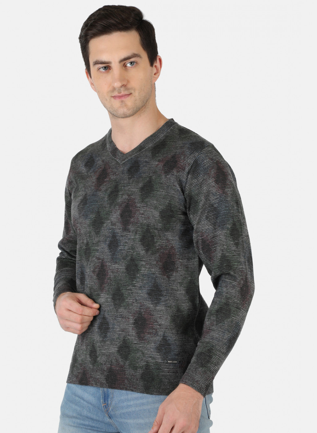 Men Multicolor Self Design Pullover