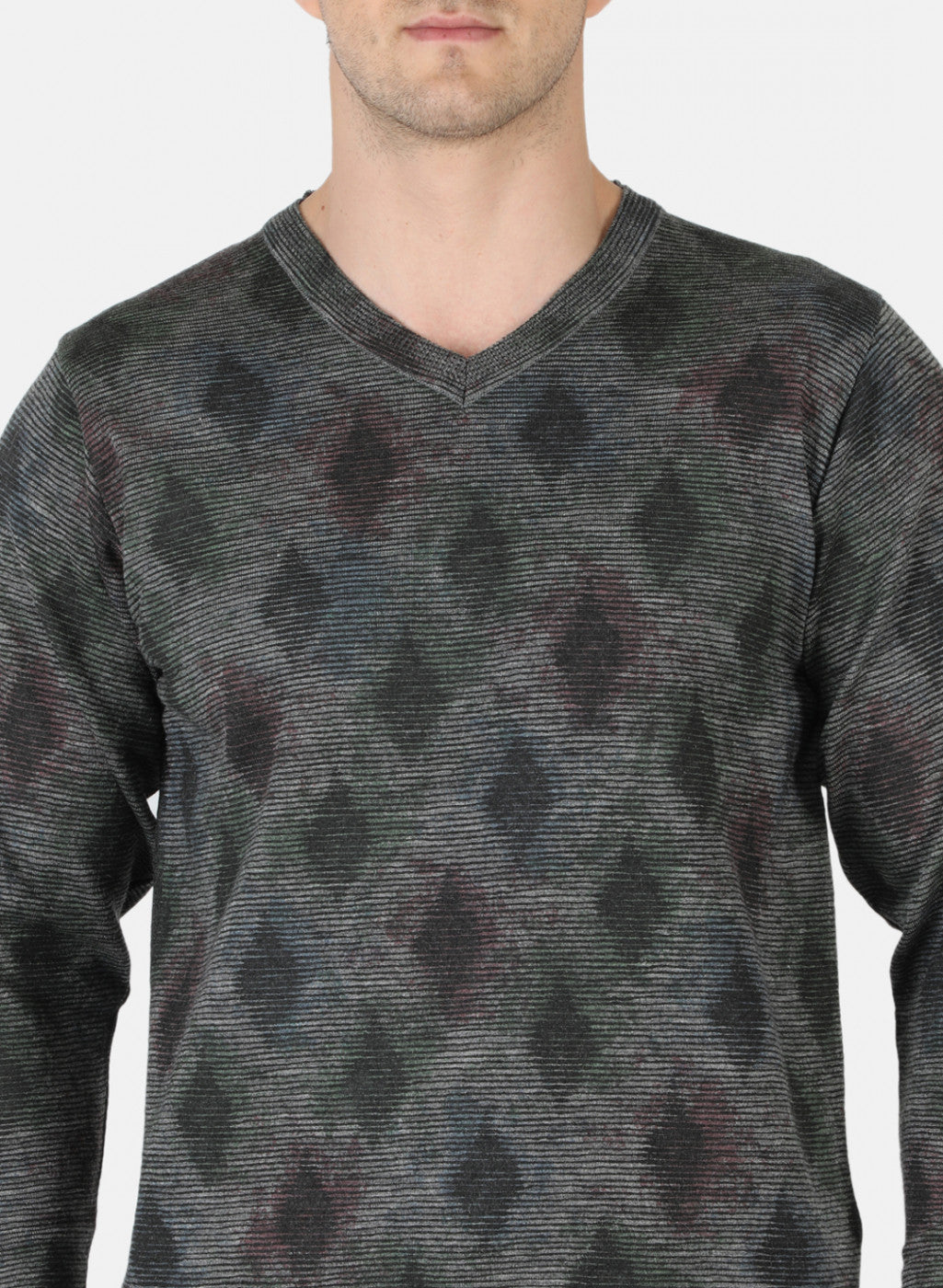 Men Multicolor Self Design Pullover