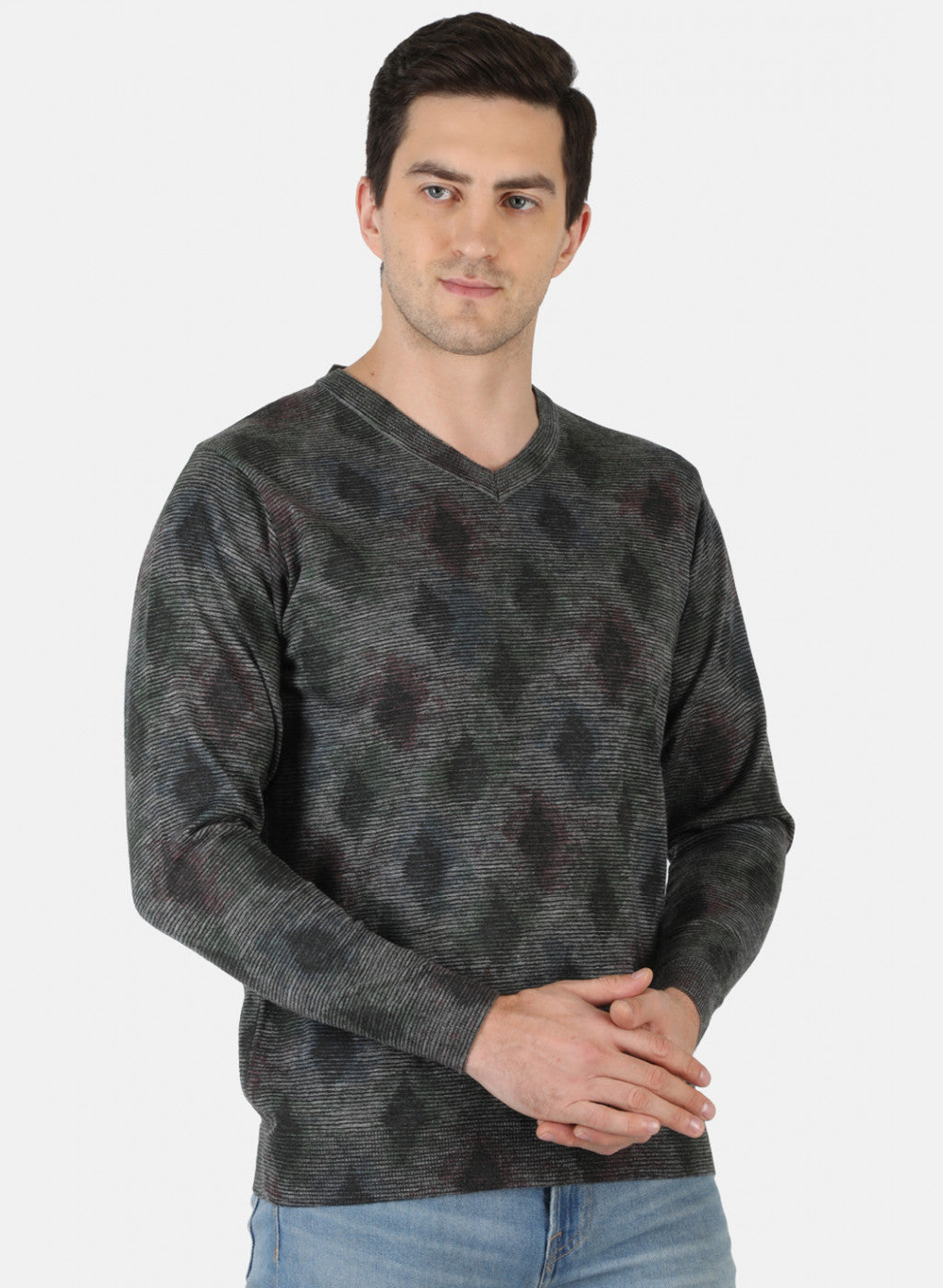 Men Multicolor Self Design Pullover