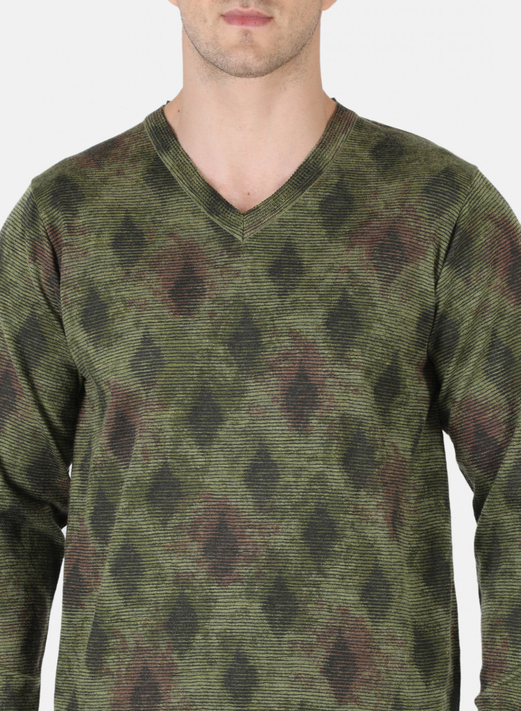 Men Green Self Design Pullover