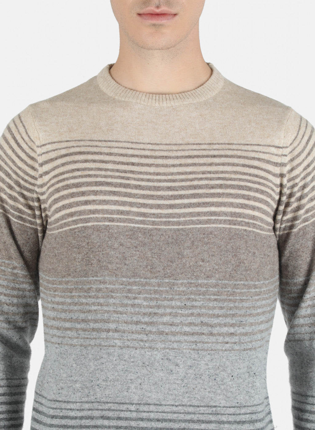 Men Light Grey Self Design Pullover