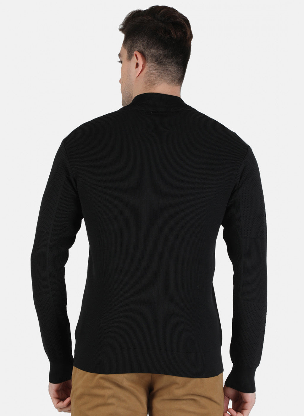 Men Black Self Design Pullover