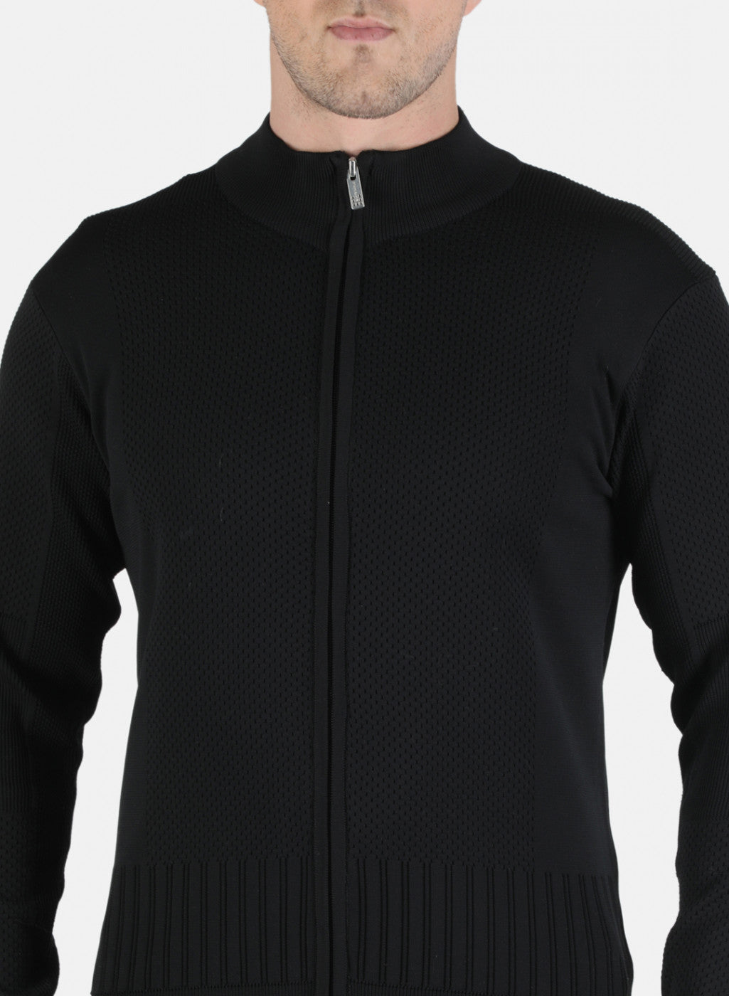 Men Black Self Design Pullover