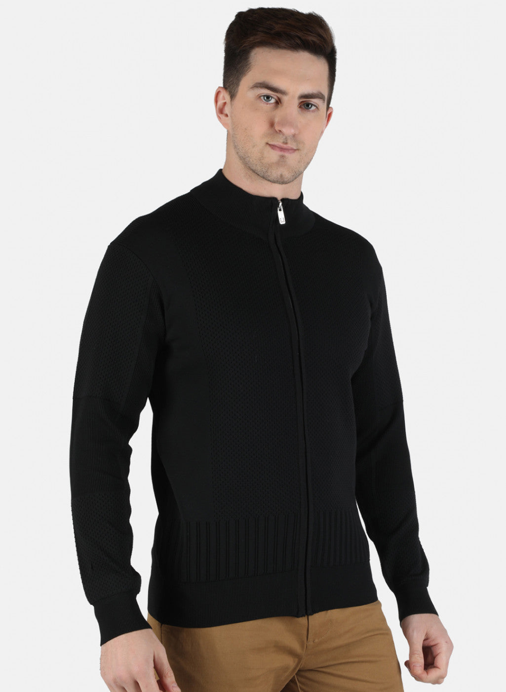 Men Black Self Design Pullover