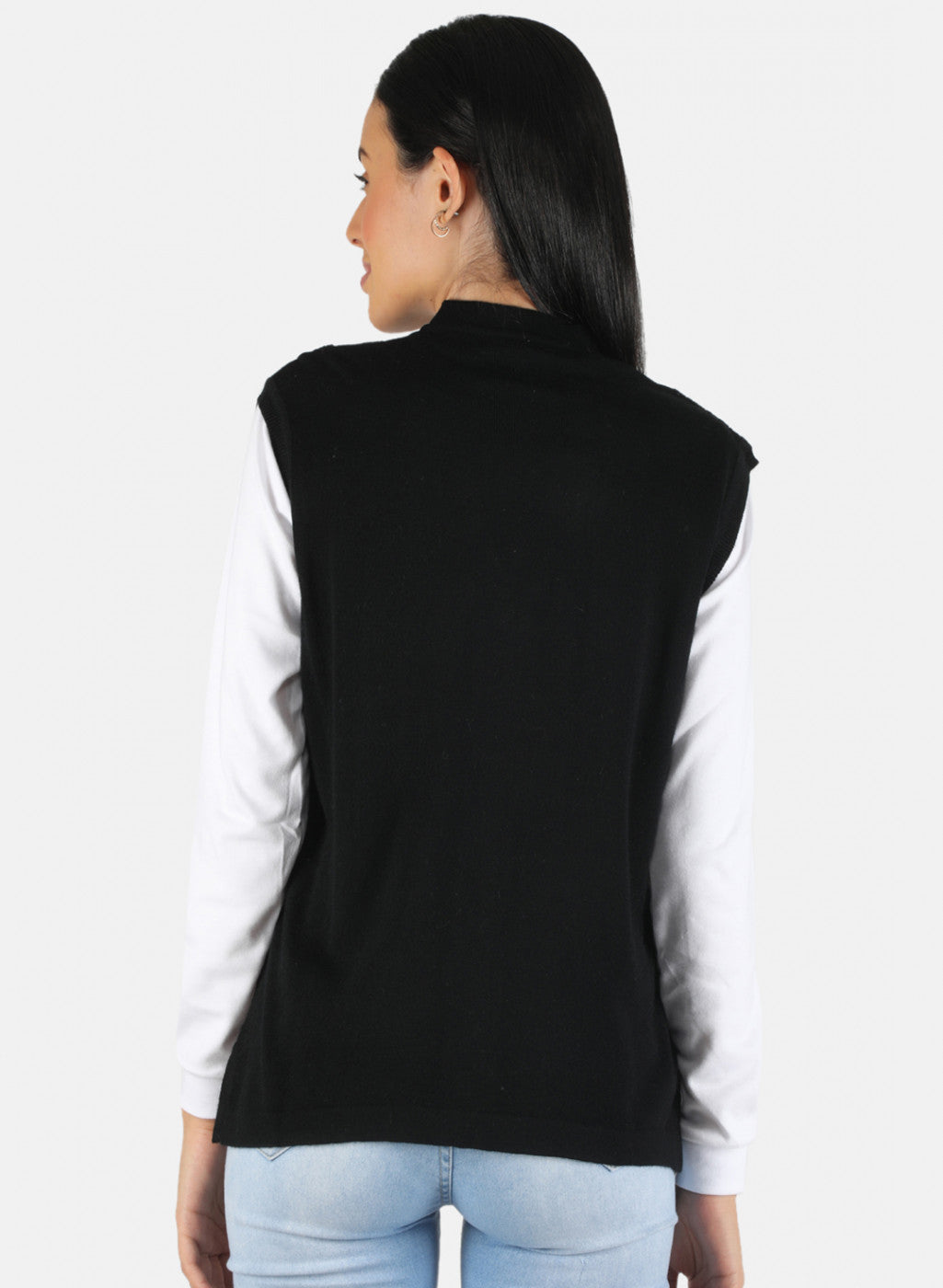 Women Black Self Design Cardigan