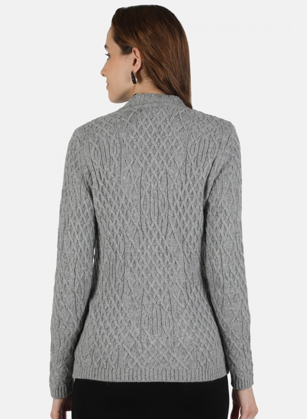 Women Grey Self Design Cardigan