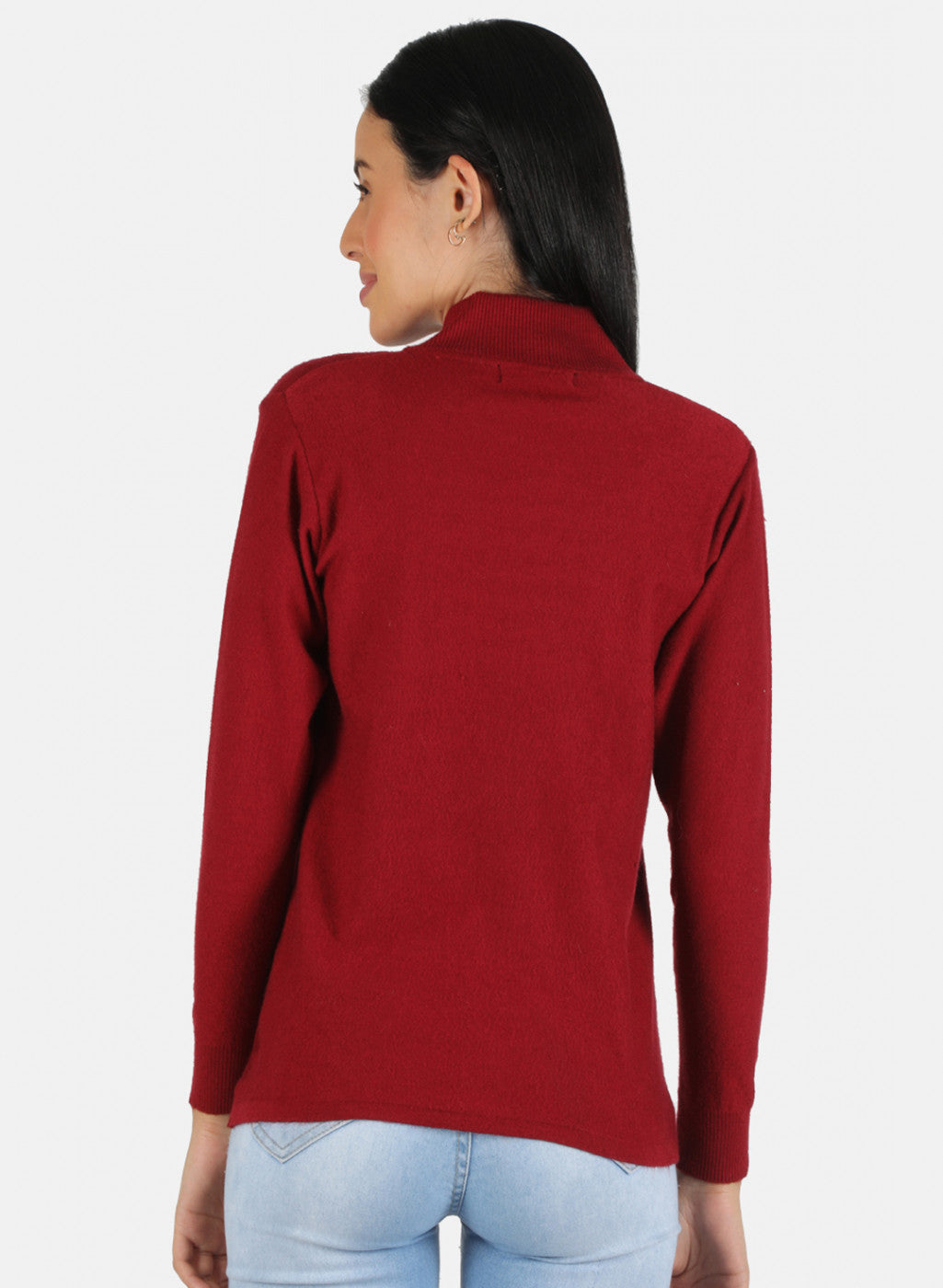 Women Maroon Self Design Pullover