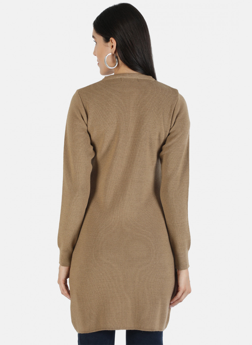 Women Brown Self Cardigan