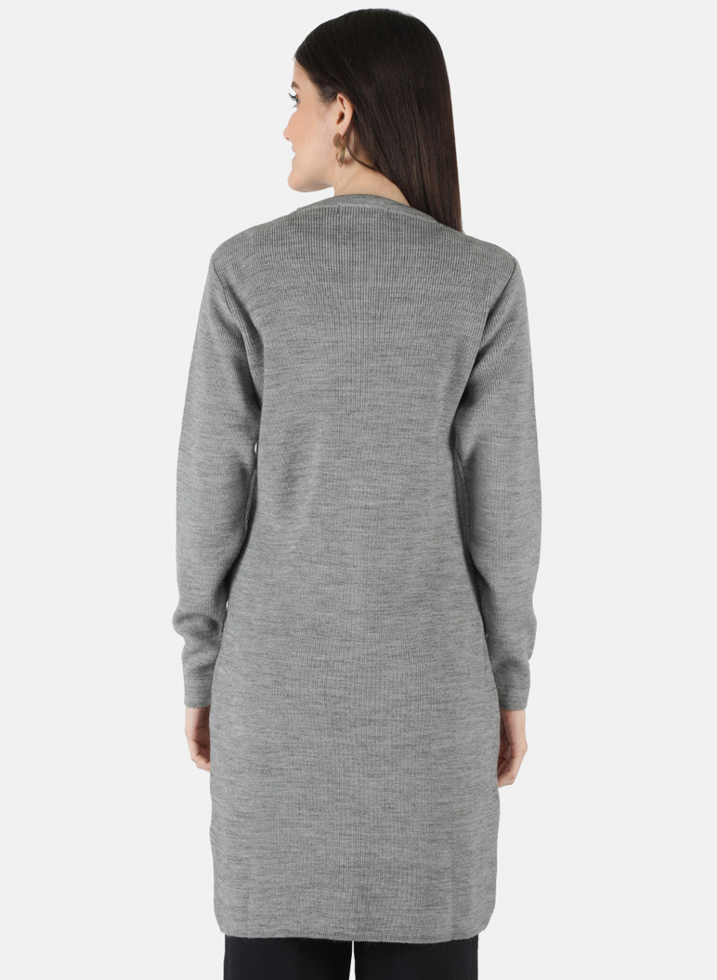 Women Grey Self Design Cardigan