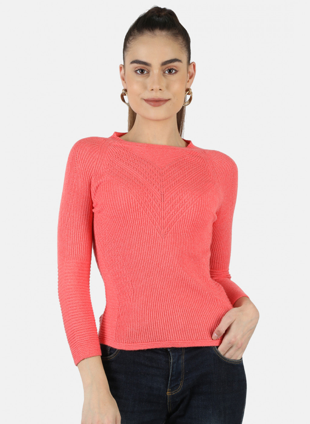 Women Pink Self Top