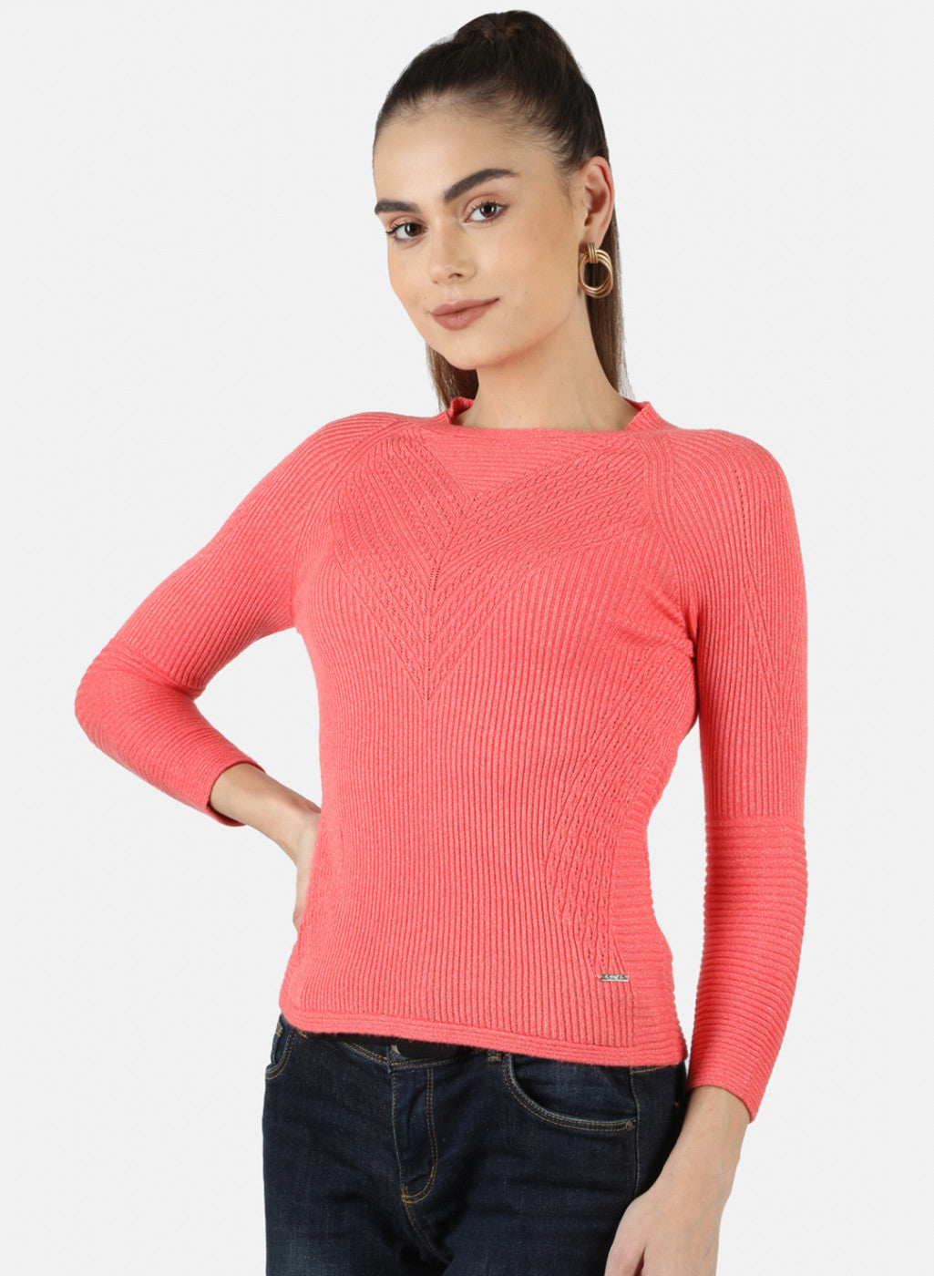 Women Pink Self Top