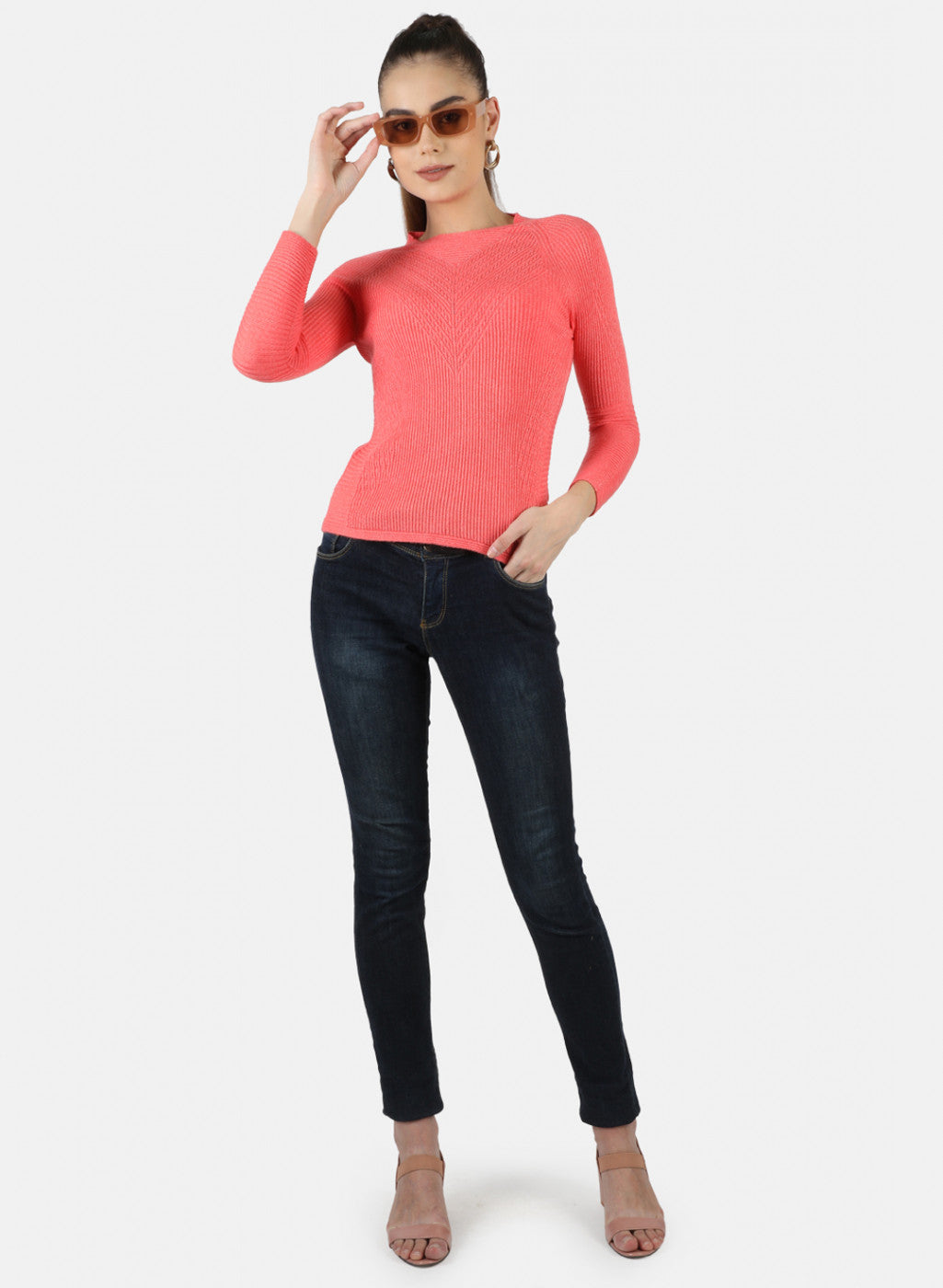 Women Pink Self Top