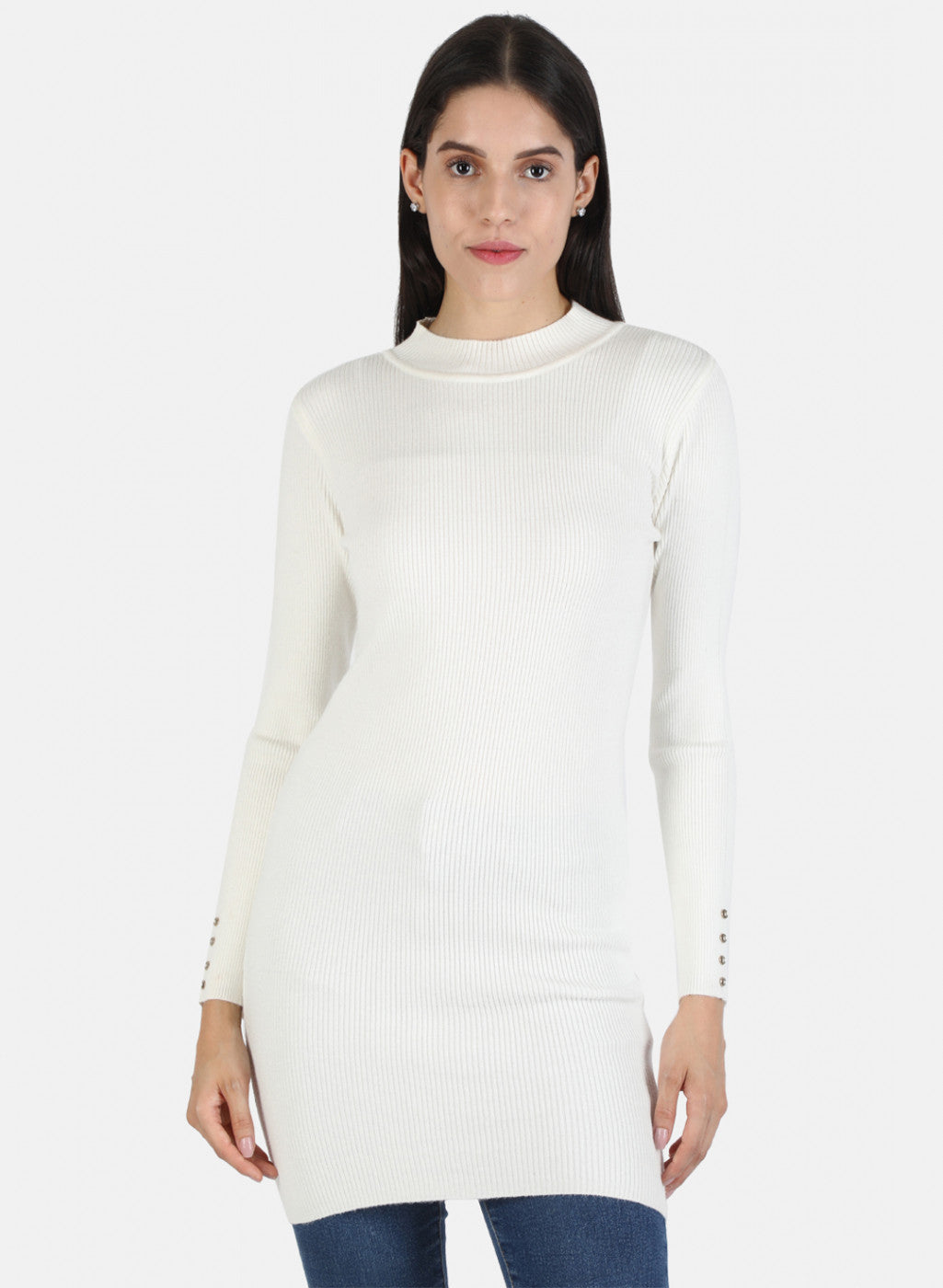 Women White Self Long Top