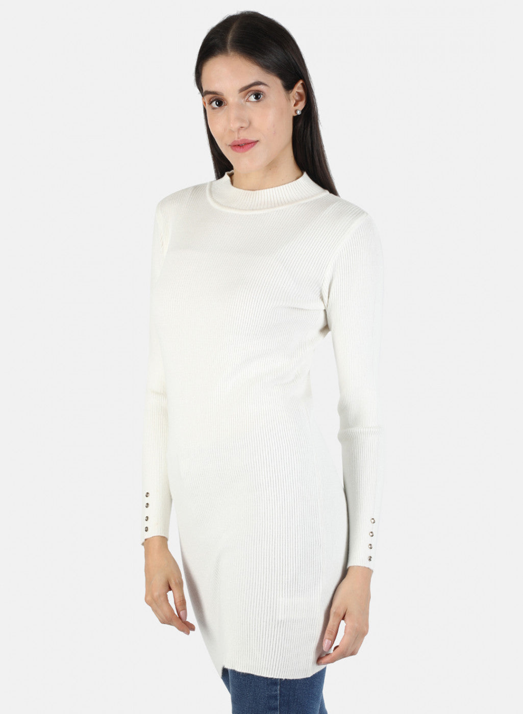 Women White Self Long Top