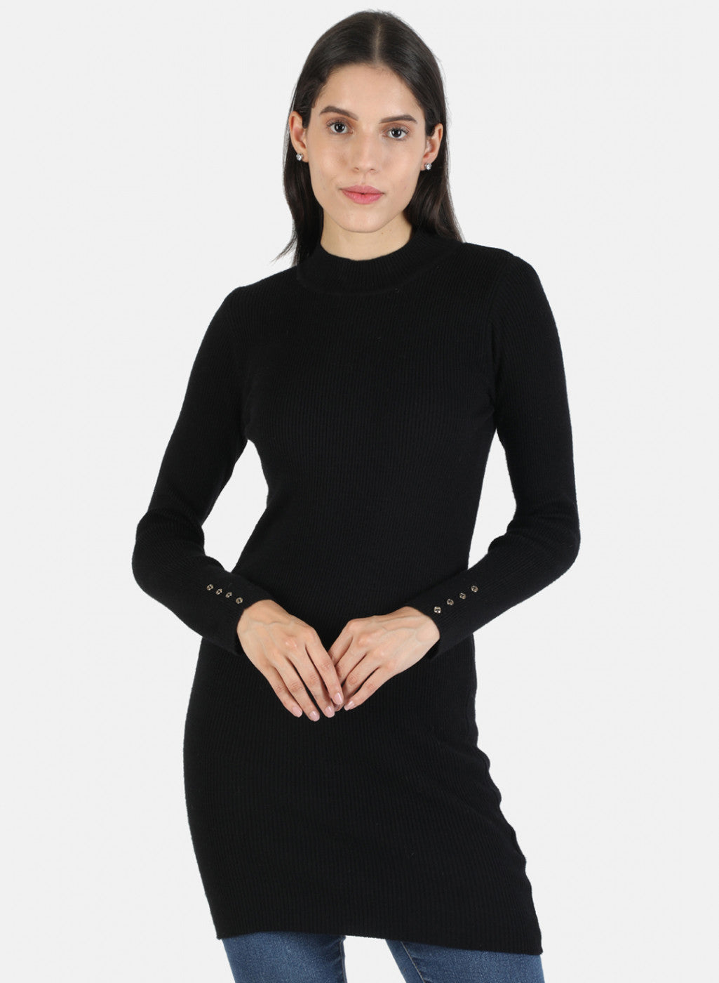 Women Black Self Long Top