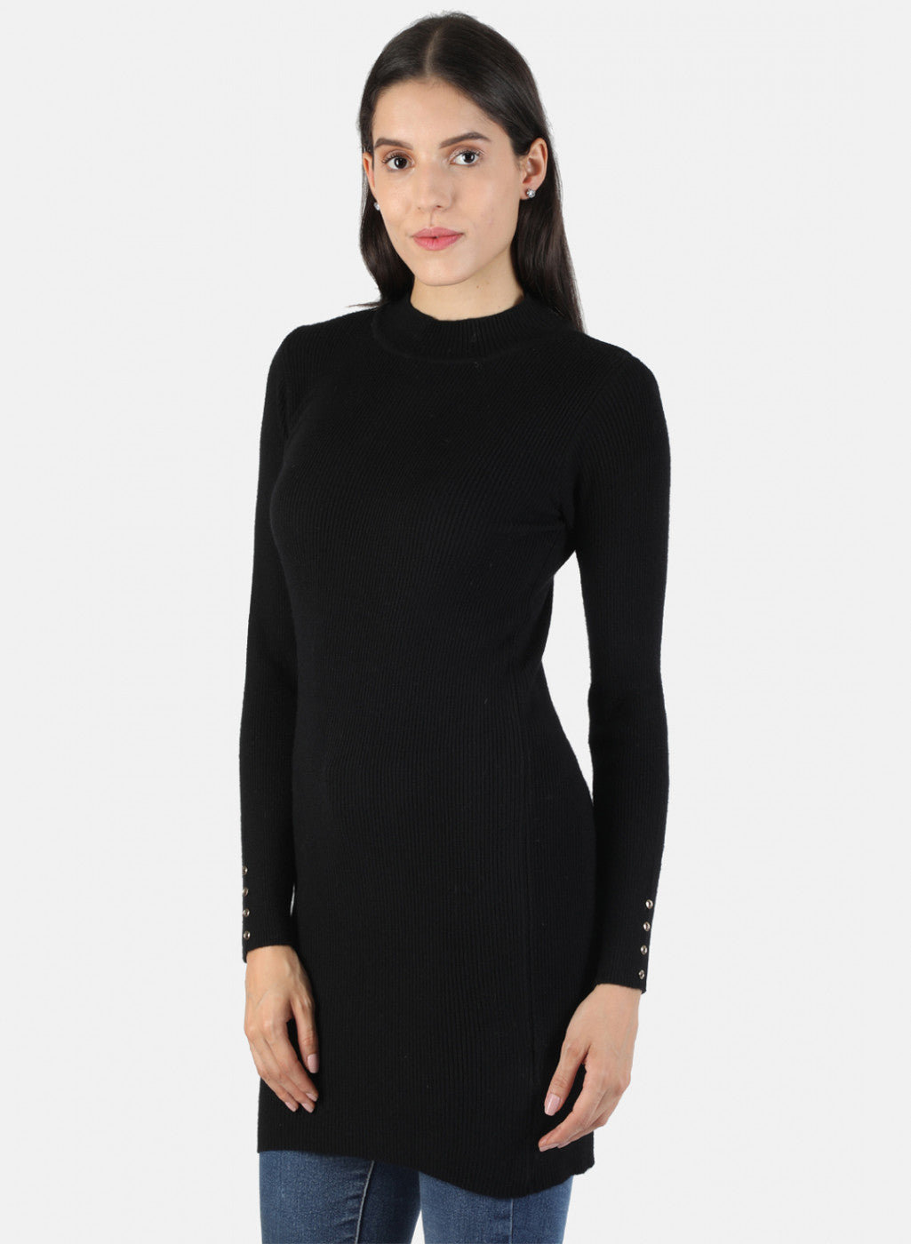 Women Black Self Long Top