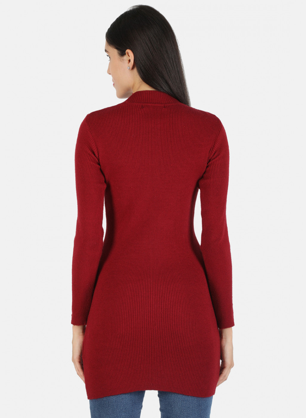 Women Maroon Self Long Top