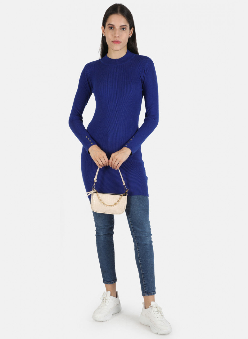 Women Blue Self Long Top