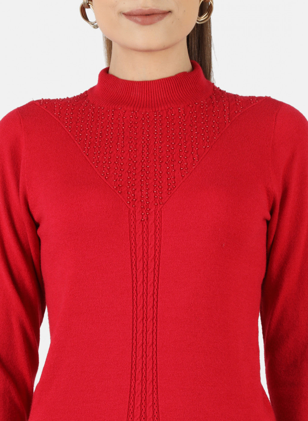 Women Red Self Top