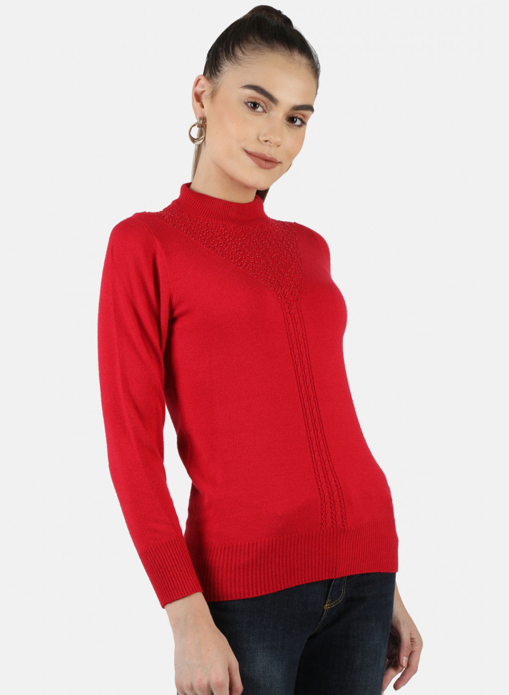 Women Red Self Top