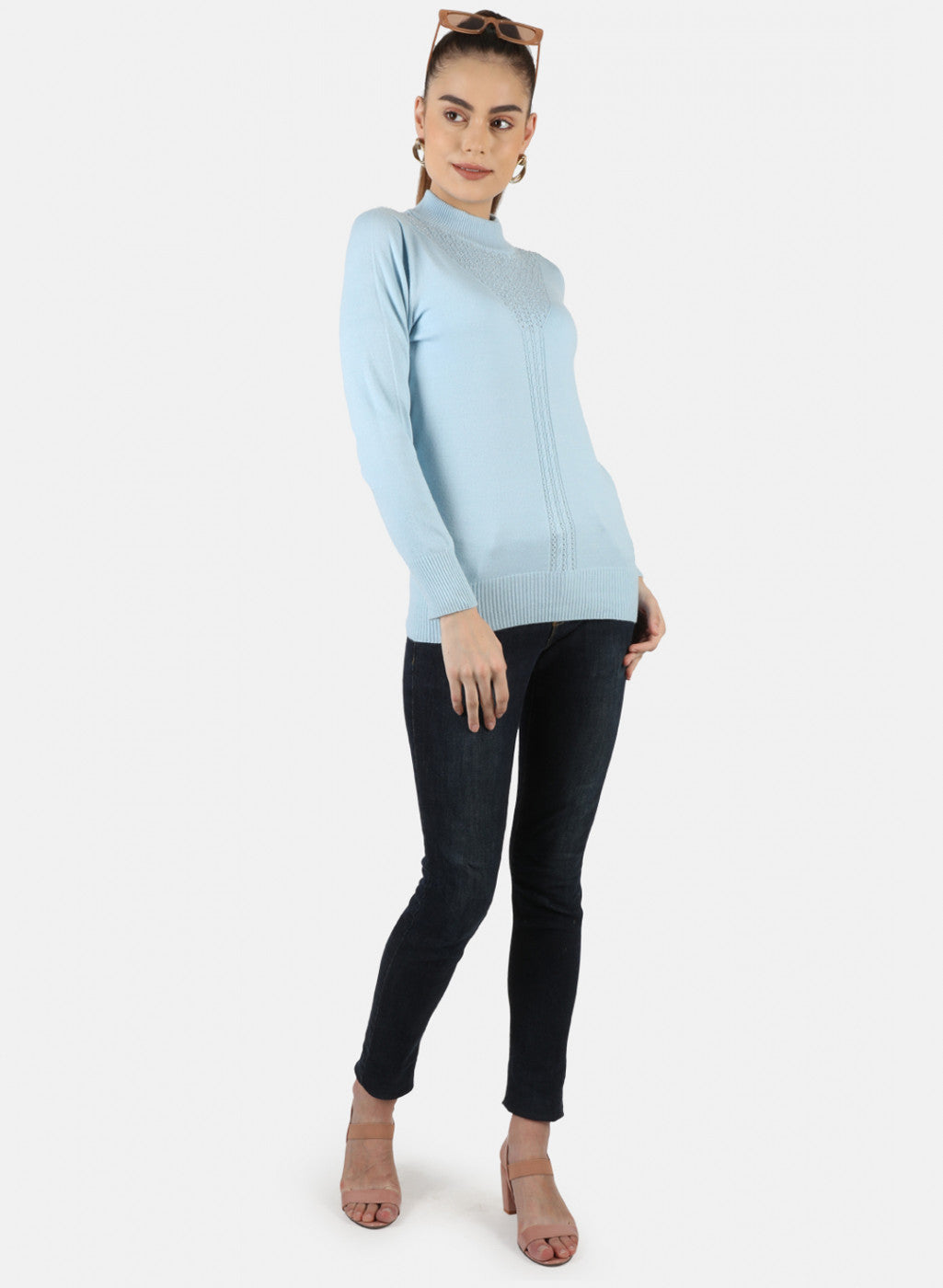 Women Blue Self Top