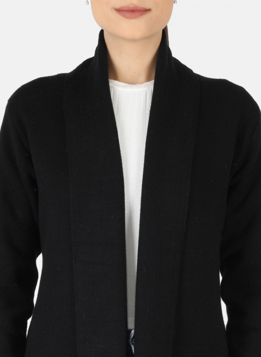 Women Black Self Design Cardigan