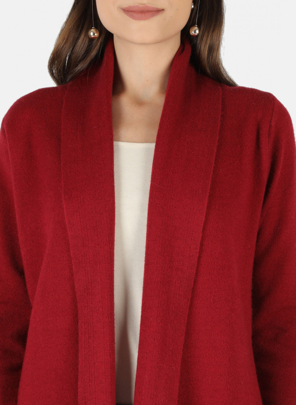 Women Maroon Self Design Cardigan