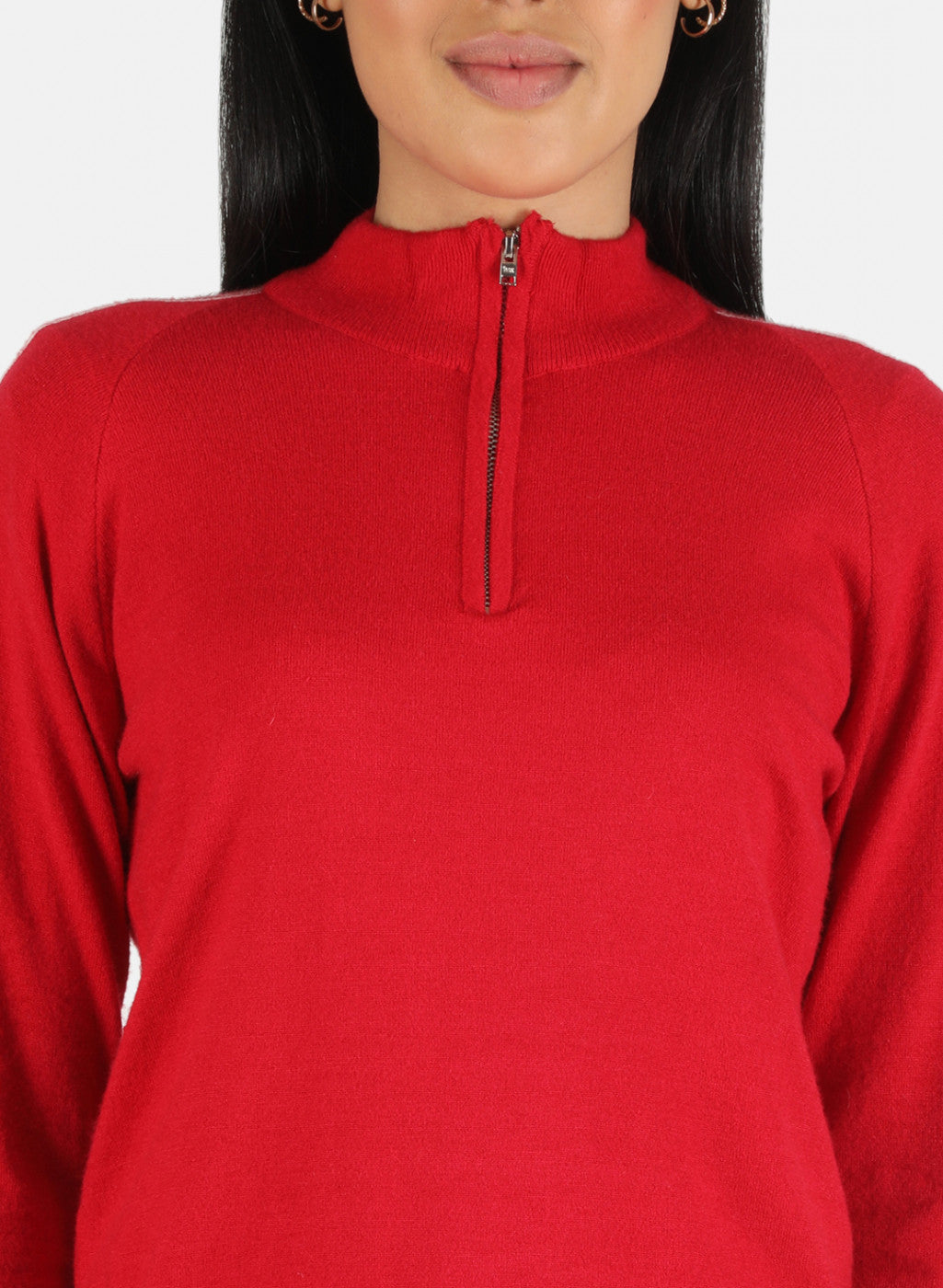 Women Red Self Design Pullover