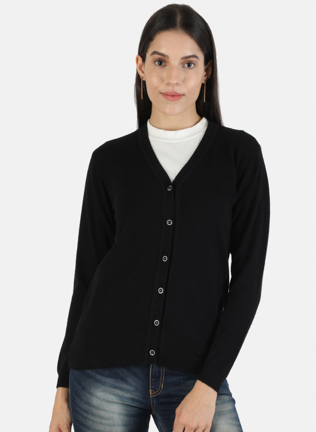 Women Black Solid Cardigan