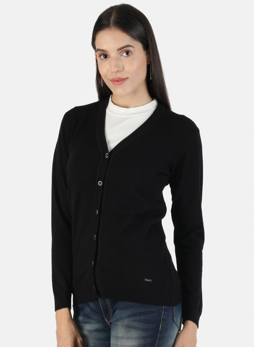 Women Black Solid Cardigan