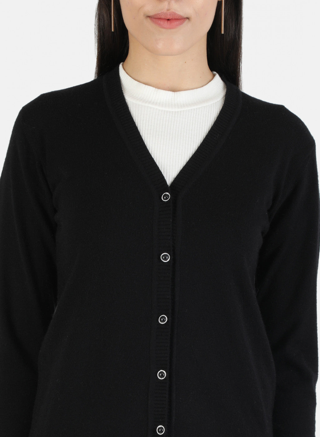 Women Black Solid Cardigan