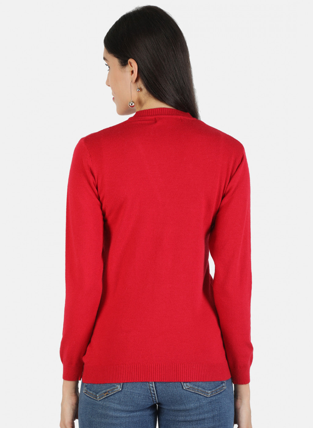 Women Red Solid Cardigan